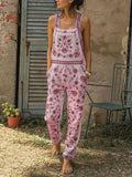 Casual Sin Mangas Floral Pantalones