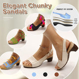 Women Elegant Low Chunky Heel Comfy Sandals