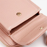 Women Solid Faux leather Clutch Bag 4 Card Slot Card Bag Phone Bag Leisure Crossbody Bag