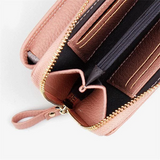 Women Solid Faux leather Clutch Bag 4 Card Slot Card Bag Phone Bag Leisure Crossbody Bag