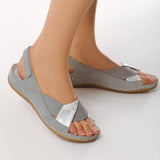 Peep Toe Women Flat Heel Magic Tape Summer Sandals