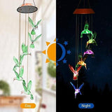 Color-Changing Solar LED Waterproof Hummingbird Wind Chimes!
